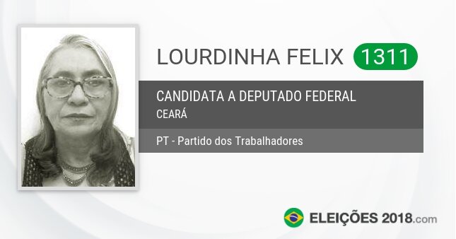Santinho de Lourdinha Felix - 1311 - Candidata a Deputada Federal