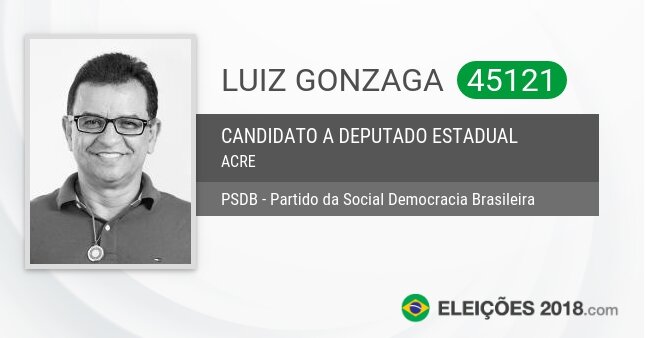 Santinho de Luiz Gonzaga - 45121 - Candidato a Deputado Estadual
