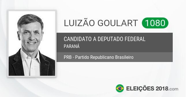 Santinho de Luizão Goulart - 1080 - Candidato a Deputado Federal