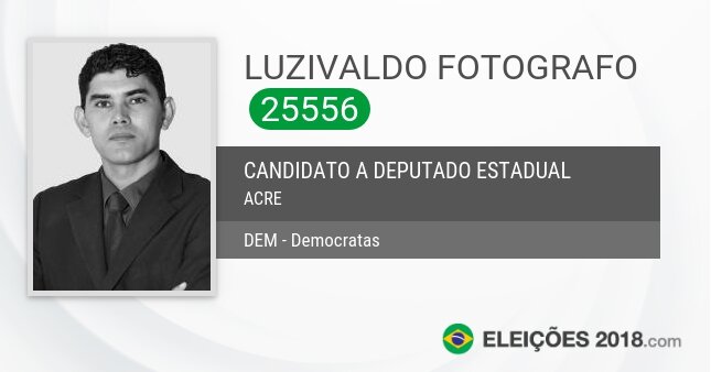 Santinho de Luzivaldo Fotografo - 25556 - Candidato a Deputado Estadual