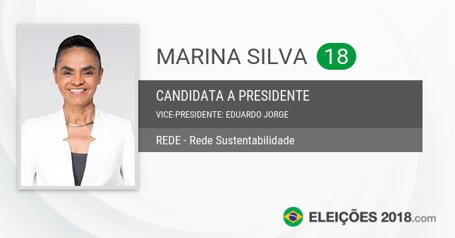 Santinho de Marina Silva - 18 - Candidata a Presidenta
