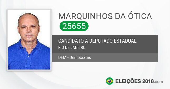 Santinho de Marquinhos da Ótica - 25655 - Candidato a Deputado Estadual