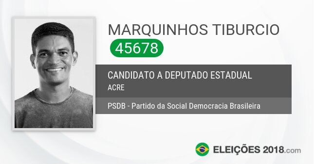 Santinho de Marquinhos Tiburcio - 45678 - Candidato a Deputado Estadual