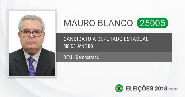 Santinho de Mauro Blanco - 25005 - Candidato a Deputado Estadual