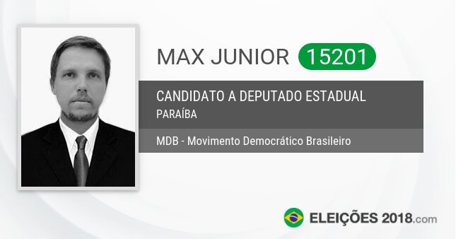 Santinho de Max Junior - 15201 - Candidato a Deputado Estadual