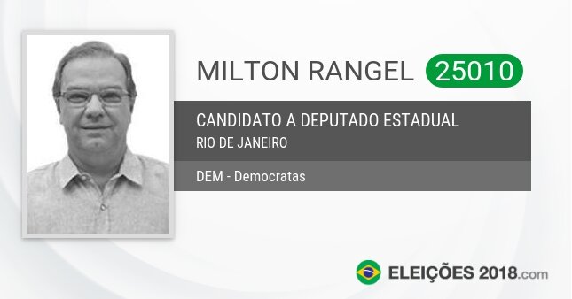 Santinho de Milton Rangel - 25010 - Candidato a Deputado Estadual