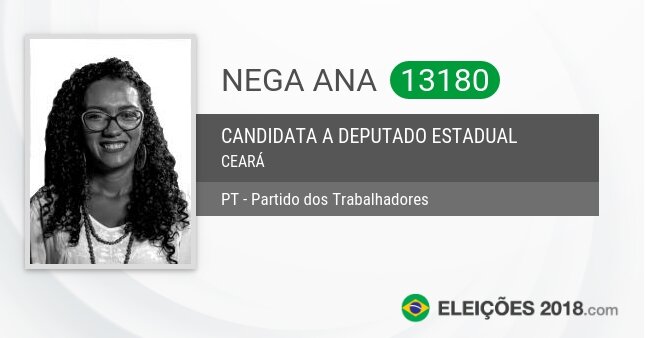 Santinho de Nega Ana - 13180 - Candidata a Deputada Estadual