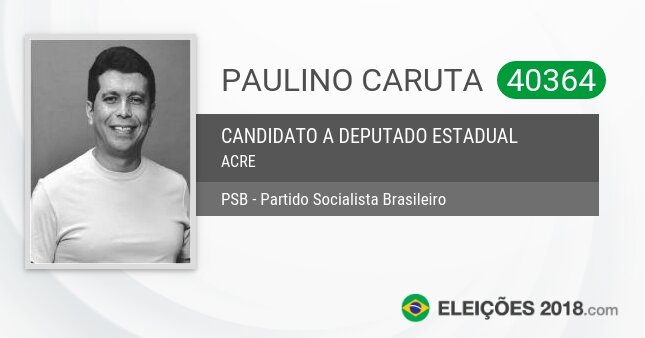 Santinho de Paulino Caruta - 40364 - Candidato a Deputado Estadual