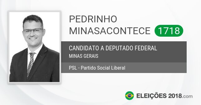 Santinho de Pedrinho Minasacontece - 1718 - Candidato a Deputado Federal