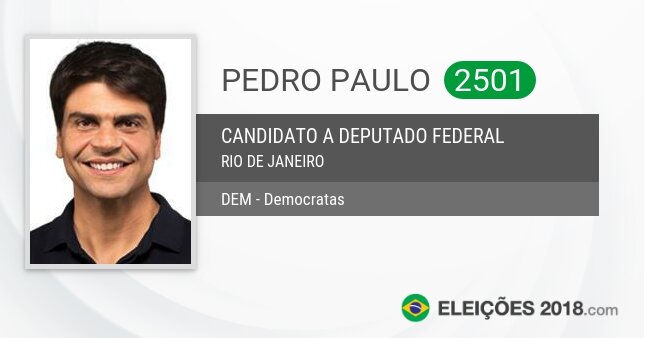 Santinho de Pedro Paulo - 2501 - Candidato a Deputado Federal