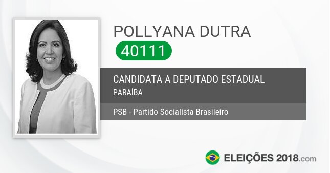 Santinho de Pollyana Dutra - 40111 - Candidata a Deputada Estadual