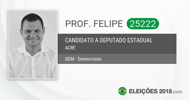 Santinho de Prof. Felipe - 25222 - Candidato a Deputado Estadual