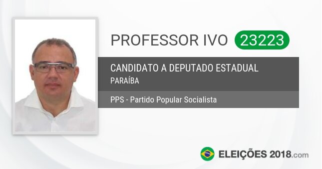 Santinho de Professor Ivo - 23223 - Candidato a Deputado Estadual