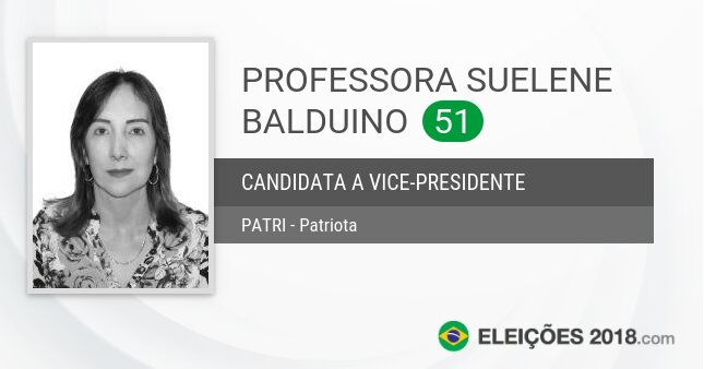 Santinho de Professora Suelene Balduino - 51 - Candidata a Vice Presidenta