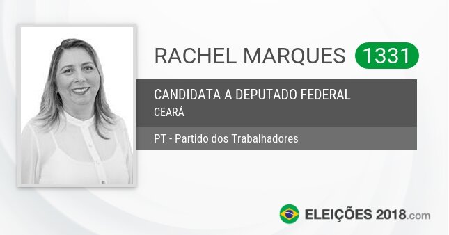 Santinho de Rachel Marques - 1331 - Candidata a Deputada Federal
