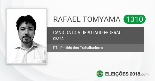 Santinho de Rafael Tomyama - 1310 - Candidato a Deputado Federal