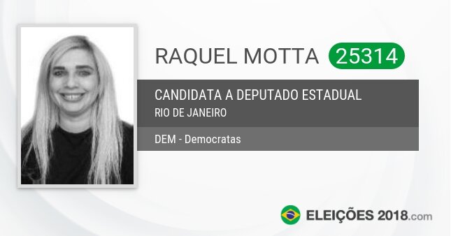 Santinho de Raquel Motta - 25314 - Candidata a Deputada Estadual