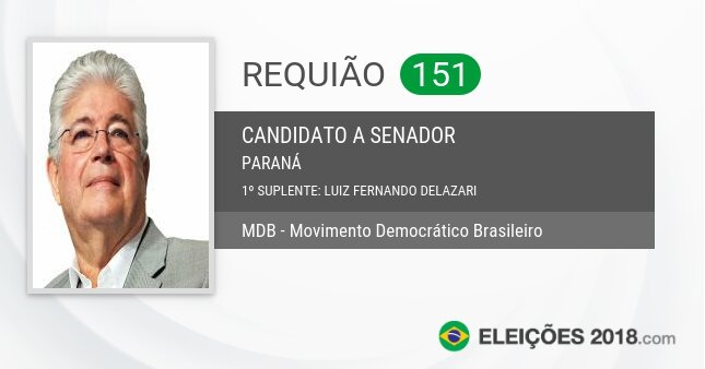 Santinho de Requião - 151 - Candidato a Senador