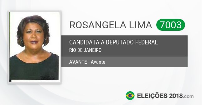 Santinho de Rosangela Lima - 7003 - Candidata a Deputada Federal