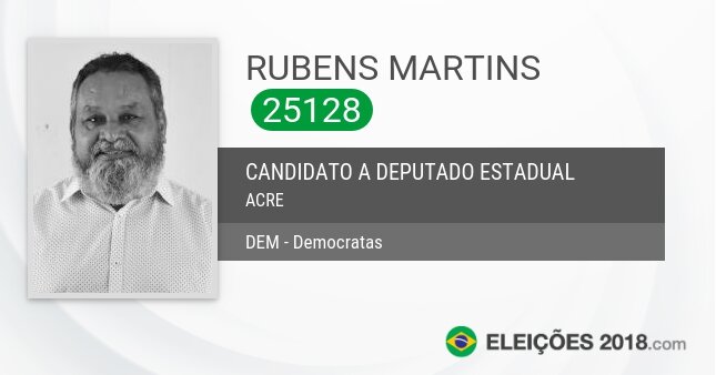 Santinho de Rubens Martins - 25128 - Candidato a Deputado Estadual