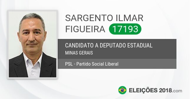 Santinho de Sargento Ilmar Figueira - 17193 - Candidato a Deputado Estadual