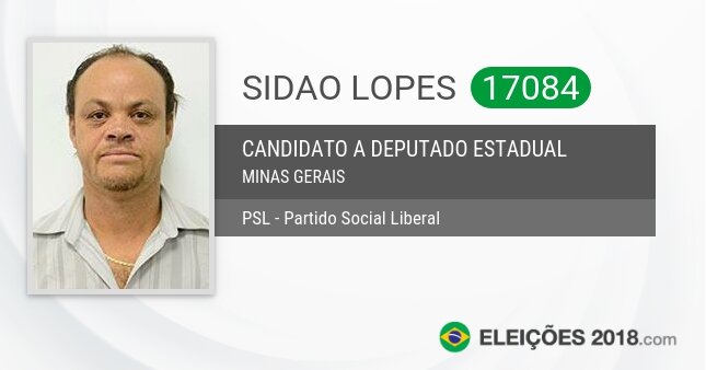 Santinho de Sidao Lopes - 17084 - Candidato a Deputado Estadual