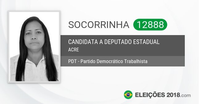 Santinho de Socorrinha - 12888 - Candidata a Deputada Estadual