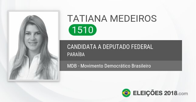 Santinho de Tatiana Medeiros - 1510 - Candidata a Deputada Federal