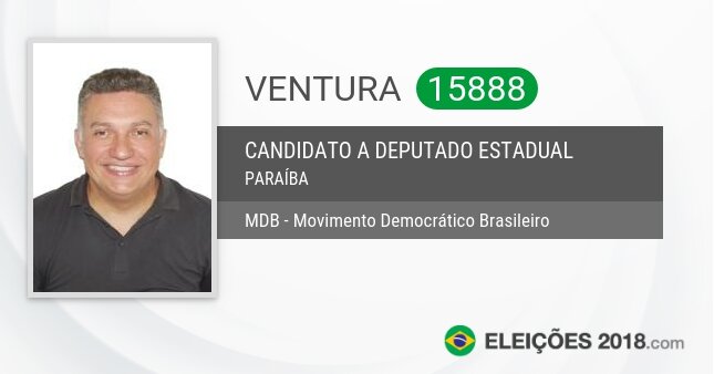 Santinho de Ventura - 15888 - Candidato a Deputado Estadual