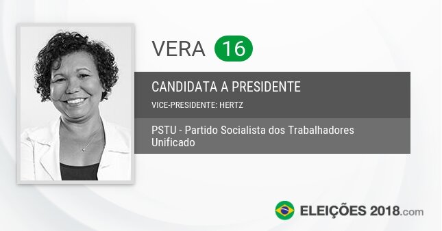 Santinho de Vera - 16 - Candidata a Presidenta