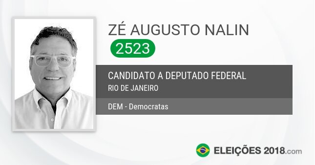 Santinho de Zé Augusto Nalin - 2523 - Candidato a Deputado Federal
